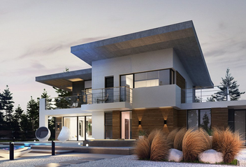 Проект Двухэтажный дом с верхней террасой и большим гаражом S3-278 (Zx22) частного дома для строительства