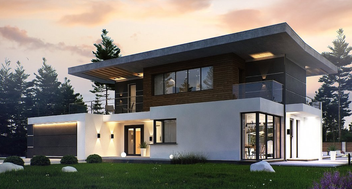 Проект Двухэтажный дом с верхней террасой и большим гаражом S3-278 (Zx22) частного дома для строительства