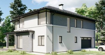 Проект Проект загородного дома с террасой и гаражом на 2 машины S-292 частного дома для строительства