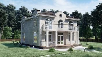 Проект Красивый двухэтажный дом с большими балконами S-240 частного дома для строительства