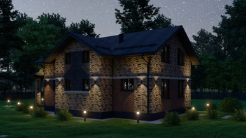 Проект Двухэтажный дом со вторым светом в гостиной S-136-2 частного дома для строительства