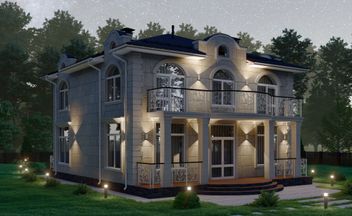 Проект Красивый двухэтажный дом с большими балконами S-240 частного дома для строительства