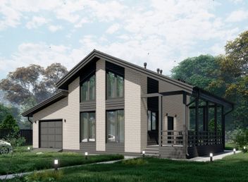 Проект Двухэтажный дом с гаражом 114-23КД частного дома для строительства