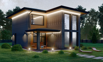 Проект Стильный двухэтажный коттедж со вторым светом в стиле Райт S-228-2 частного дома для строительства