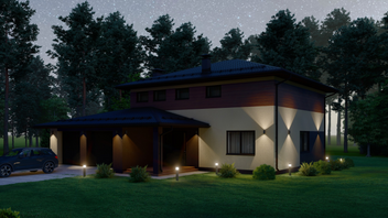 Проект Современный дом с гаражом на две машины S-227 частного дома для строительства