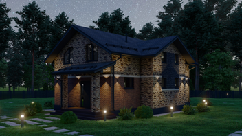 Проект Двухэтажный дом со вторым светом в гостиной S-136-2 частного дома для строительства